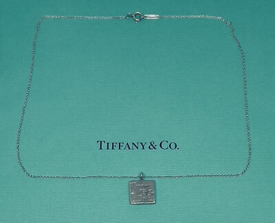Tiffany & Co 925 Sterlingsilber NY Noten Quadrat Welle Anhänger Halskette 16''