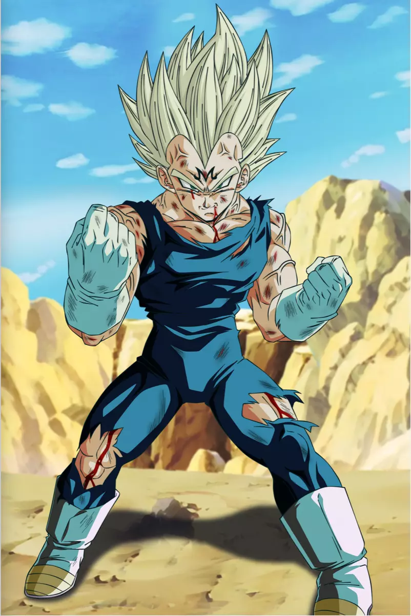 Dragon Ball Poster Majin Vegeta SSJ2 Attack 12inx18in Free Shipping