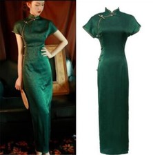 Women Chinese Traditional Qipao Slim Fit Silk Blend Dress Oriental Cheongsam