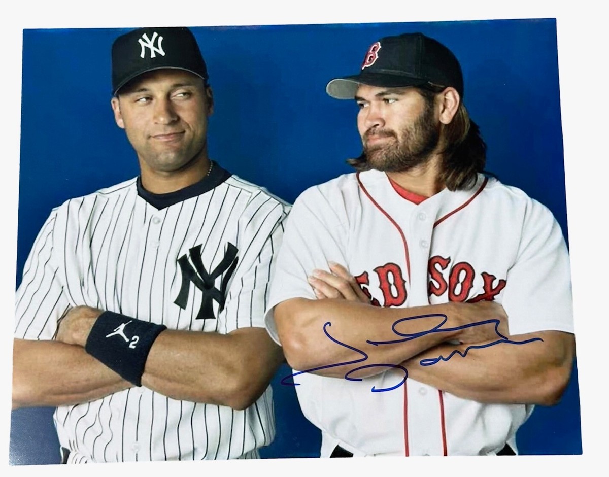 JOHNNY DAMON SIGNED 8X10 PHOTO BOSTON RED SOX WORLD SERIES RACC TRUSTED  SELLER