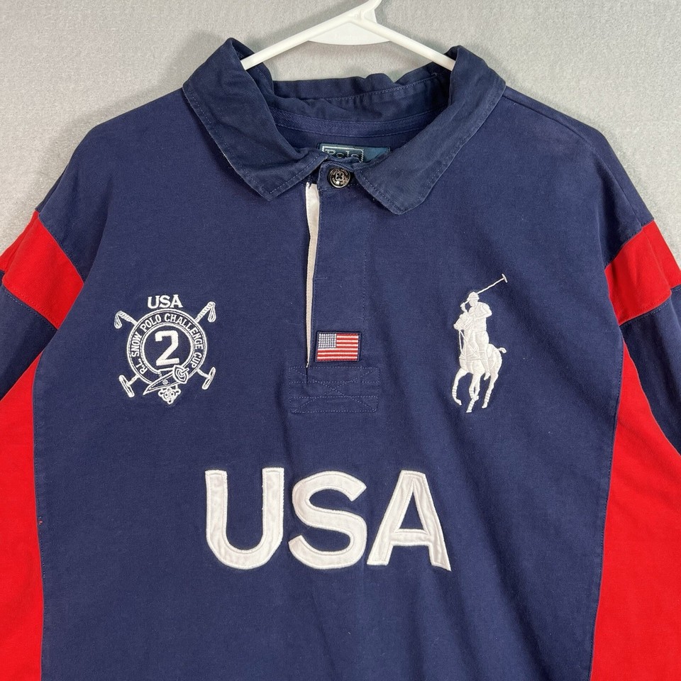 Polo Ralph Lauren USA Snow Challenge Cup Polo Shirt Adult 4XB Big Blue