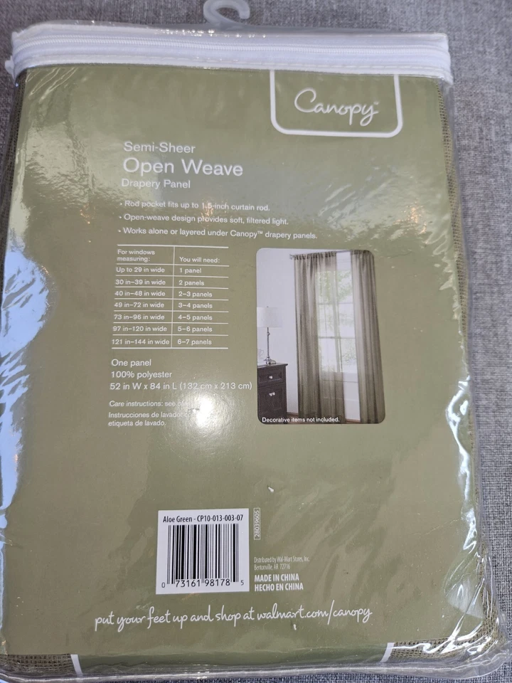 Canopy Semi Sheer Open Weave Drapery Panel Lt. Blue  - Image 2 of 2