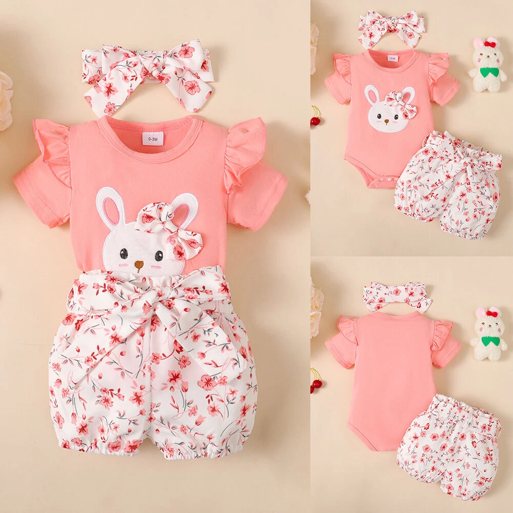 Newborn Baby Girls Ruffle Floral Romper Shorts Summer Party Outfits Clothes  Set | eBay