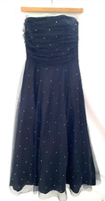 SCOTT McClintock Black Strapless Tulle Evening Maxi Dress Rhinestone Size 6