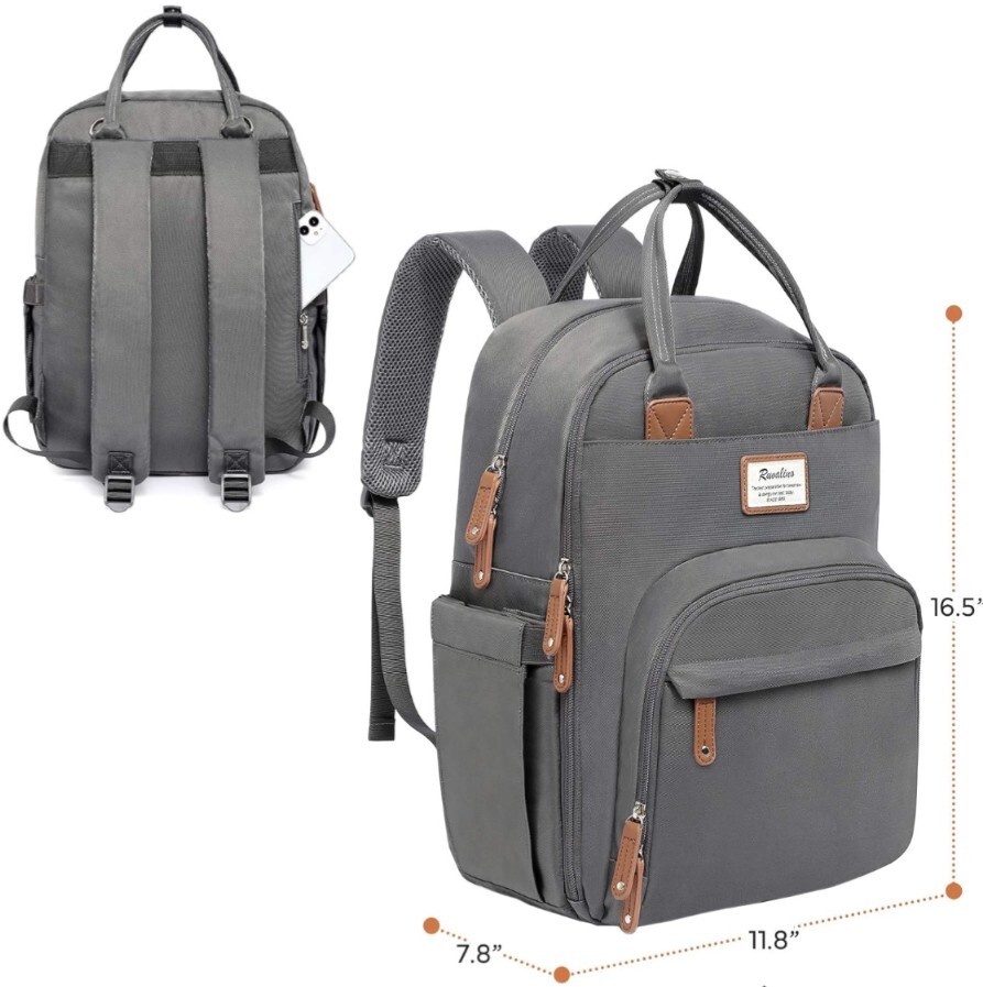 RUVALINO Diaper Bag Backpack, Multifunction Travel Pack Maternity Baby - Grey