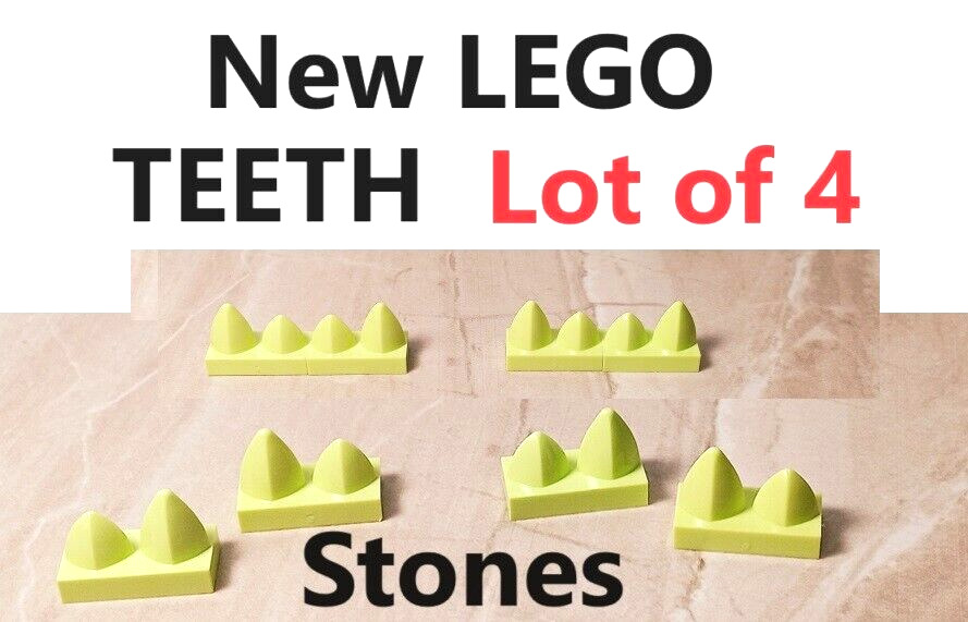 New LEGO Monster JAW Teeth Stones POINTED Lot of 4 1x2 FANGS Upper Lower Shark
