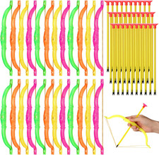 30 Pieces Kids Bow and Arrow Sets Funny Bow and Arrow Shooter Set Plastic Archer