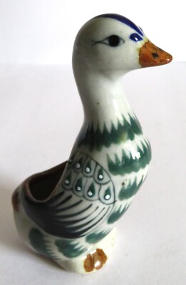 Vintage Erandi Tonala Mexiko Keramik kleine Gans Ente Vogel Schmuck Halter Figur