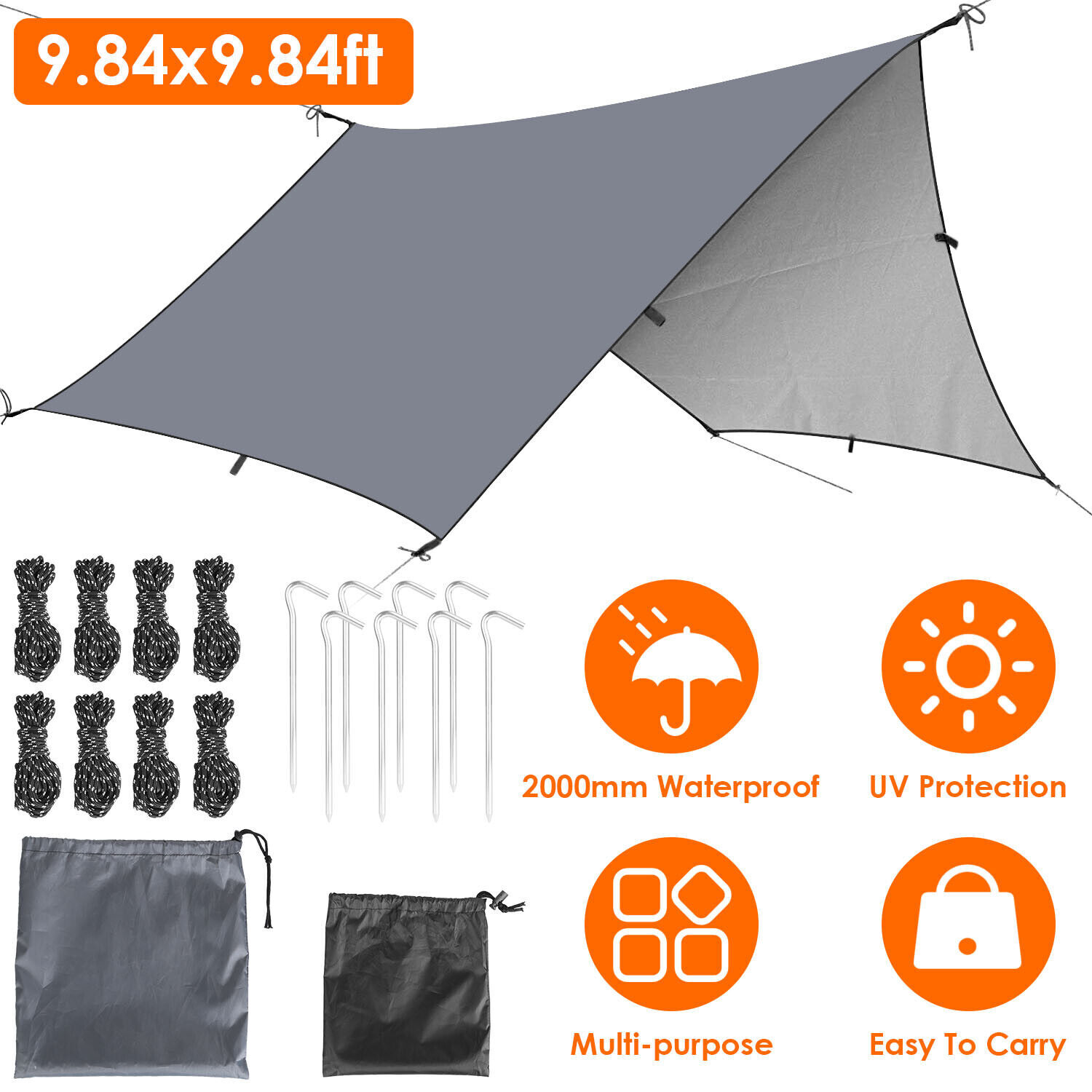 Lona de camping toldo lluvia mosca toldo refugio tienda para picnic al aire libre 9,84*16,4 pies