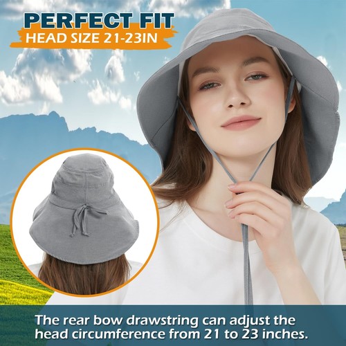 Women's Sun Hat with Neck Flap UPF 50+ UV Protection Wide Brim Packable Cotto... - Picture 3 of 7