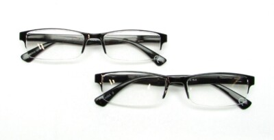2 Pk Foster Grant Half Rim Reading Glasses PACEY BLK 5/18-140 - Choose Diopter
