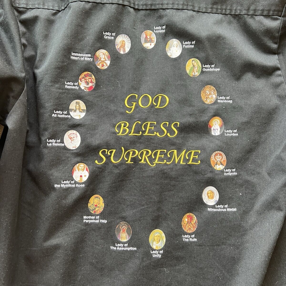 Supreme Our Lady Work Shirt Black God Bless Supreme Size Supreme Our Lady Work Shirt Black God Bless Supreme Size