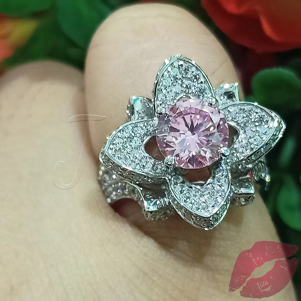 2,50 Kt Rund Diamant Frauen Hochzeit Ring Verlobungsring Weißgold-Finish Silber - Bild 1 von 4