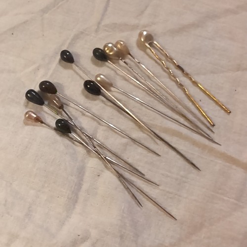 Vintage Hat Pins, Variety Of Colors & Sizes, QTY 12
