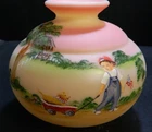 Fenton LE Hand Painted Join The Parade Burmese Glass Vase S. Jackson Excellent