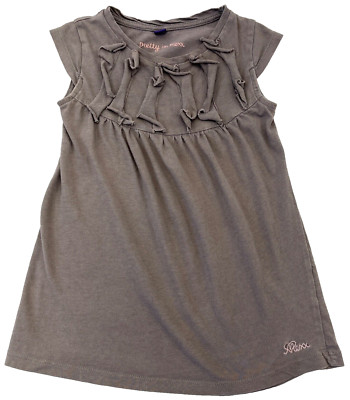Mexx Shirt Girls 3-4 Toddler Brown Sleeveless Ruffle Embroidered Logo Kids Youth