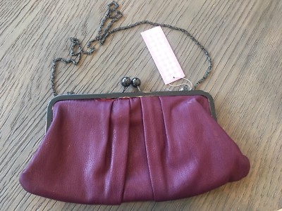 NWT Olga Berg Burgundy Clutch Bag with Strap