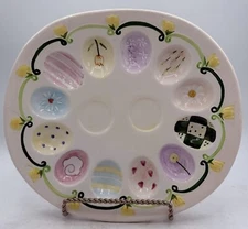 Vtg Deviled Egg Platter Pastel Colors Fanciable