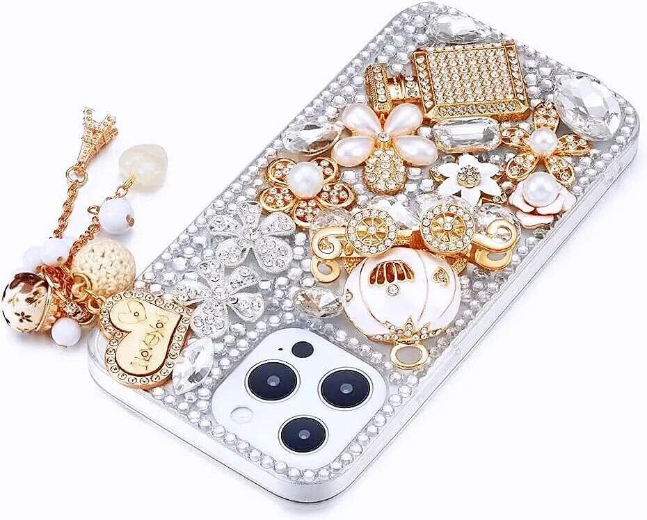 Girl Bling Diamond Heart 3D 闪耀透明宝石背面手机壳 适用于诺基亚/LG/索尼 — 第 3/4 张图片