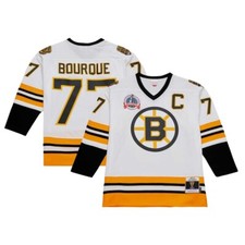 Boston Bruins Ray Bourque #77 Mitchell & Ness White 1989/90 NHL Blue Line Jersey