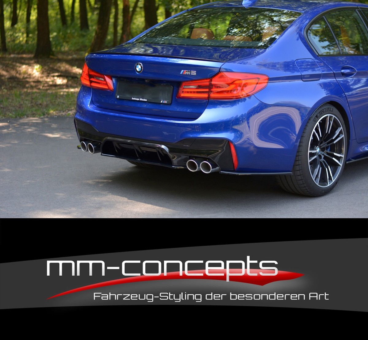 Cup Diffusor Seiten Ansätze SCHWARZ für BMW M5 F90 5er Heck Ansatz 