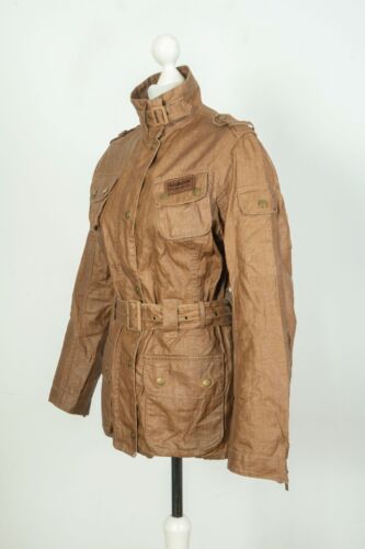 -Ladies Barbour Duralinen International Brown Belted Jacket Linen Sz UK 10 US 6 - Picture 3 of 9