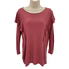 Loft Outlet Womens Rayon Ruffled Long Sleeve Top Size M Dusty Rose