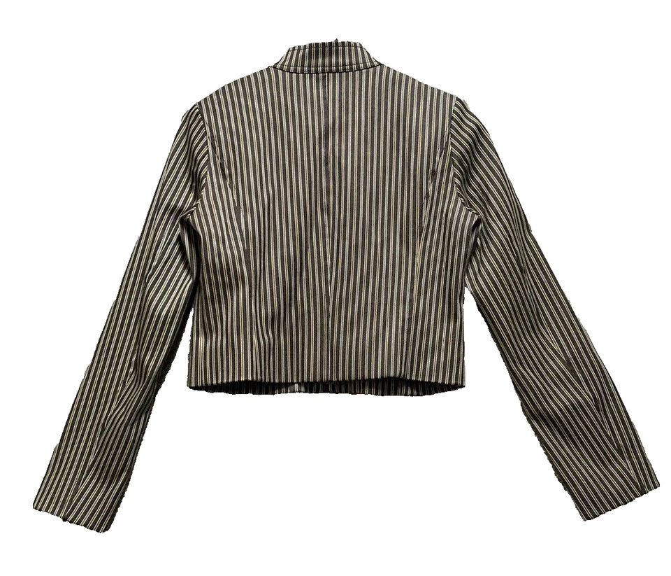 Isaac Mizrahi Blazer Womens Small Black Striped Lined Short Stretch Jacket - Image 2 of 4