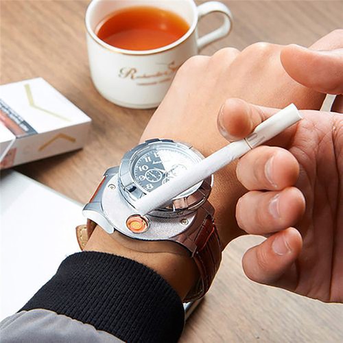 New Military Men Lighter Watch USB Cigarette Rechargeable Windproof Flameless~ - Picture 2 of 17