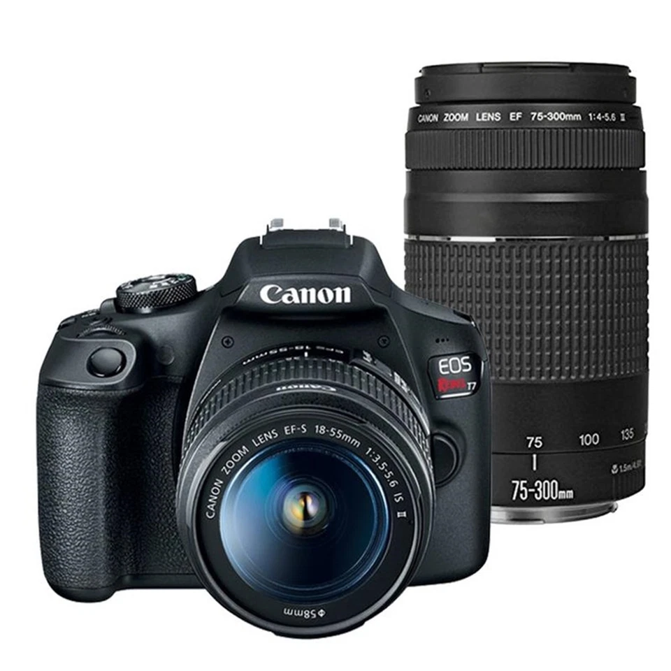 Canon EOS Rebel T7 DSLR Camera with Canon EF-S 18-55mm IS II + EF 75-300mm Lens