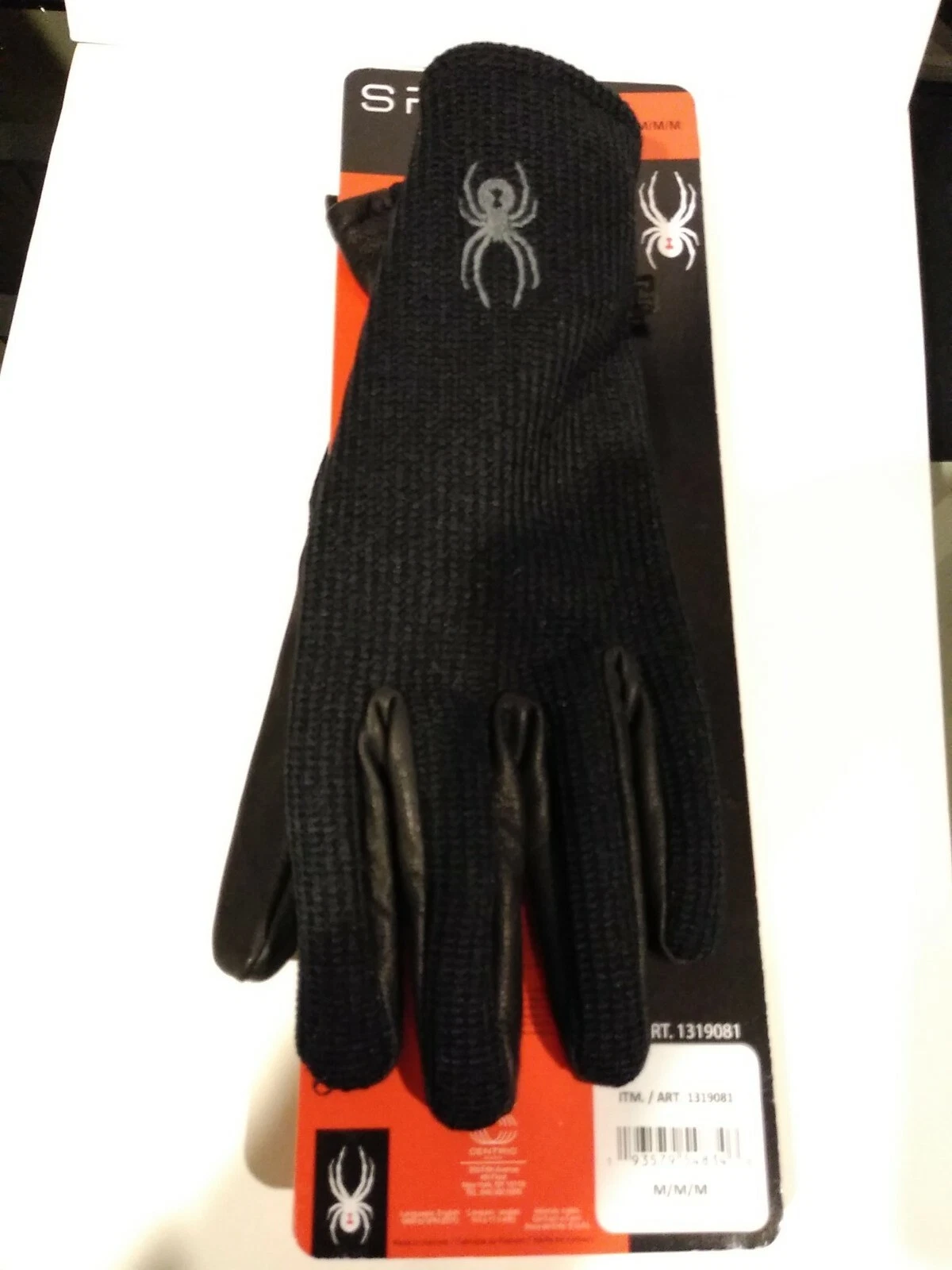 Spyder Leather Palm Gloves Size M Black