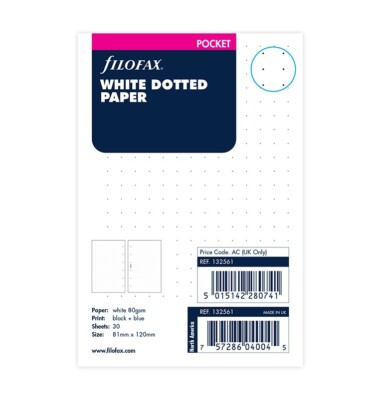 Filofax Notizpapier Taschenformat weiß gepunktet 132561
