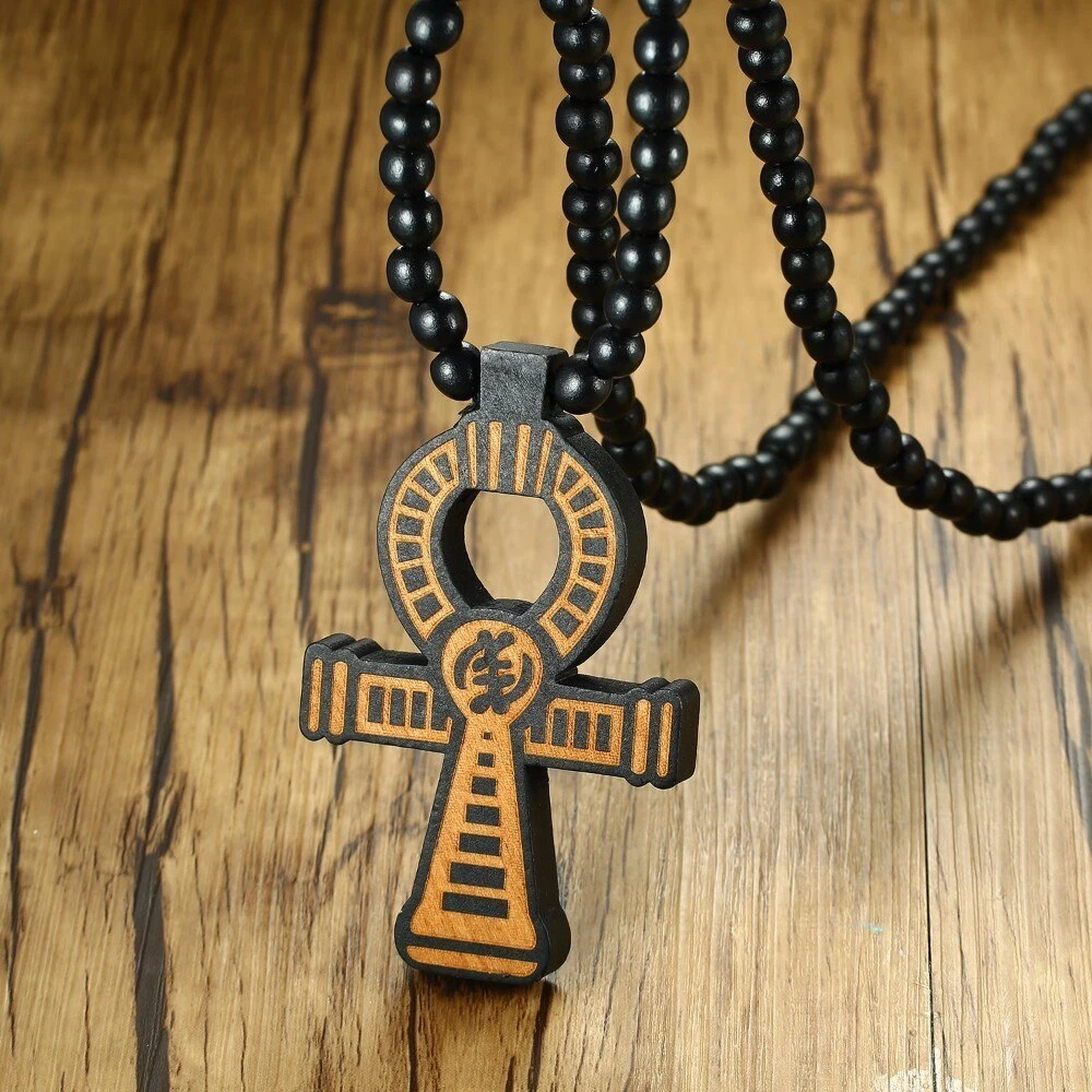 Big wooden ankh necklace sale