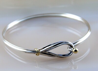 アクセサリー Tiffany&Co hook&eye bangle/silver925,K18 Tiffany & Co. Hook & Eye Bangle Bracelet Sterling Silver925 & 18K