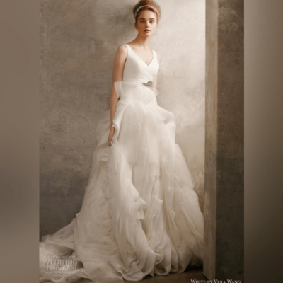 open lace back dress Used Vera Wang STRAPLESS BALLROOM Silk Organza Gown Wedding Dress main image 0