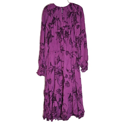 A New Day Dress Womens Small Purple Fuchsia Floral Long Sleeve Maxi Flowy NEW S - Picture 8 of 13