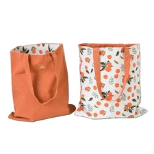 Double-Sided Canvas Tote Bag, Reusable Shopping Bag, Canvas Shoulder Bag, Fru...