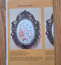 The Creative Circle Cross Stitch Kit 1924 Greatest Gift W/Metal Frame Opened