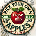 Vintage Apple Orchard Tin Metal Signs Home Décor "Pick Your Own Crisp & Red Appl