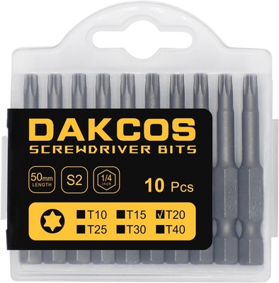 10-teiliges T20 Torx-Bit Set 50mm - S2 Stahl, Gemalte Oberfläche