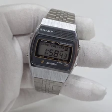 Vintage SHARP LCD Digital Mens Watch Chrono Alarm Timer Retro New Battery Rare