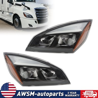 1 Pair For 2018-2022 Freightliner Cascadia Full LED Black Housing Headlights