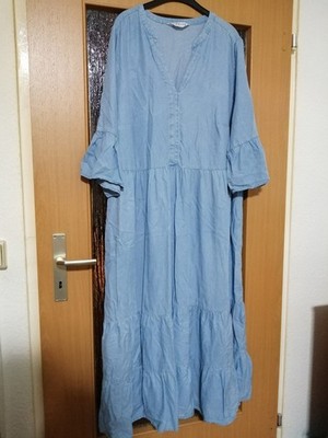 Studio Untold By Ulla Popken Maxi Jeanskleid Gr. 48/50/52 100% Lyocell