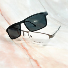 SILVER / BLACK Eyeglass Frame Clip-On Sunglasses 2-in-1 C8026 C3