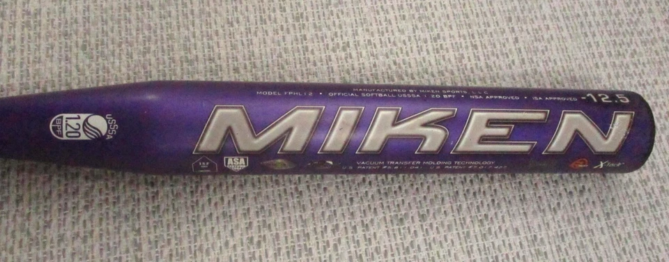 Винтажная софтбольная бита для быстрой подачи Miken Halo Light -12,5 фиолетовая FPHL12 США - Изображение 4 из 4