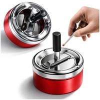 2X Aschenbecher Rot – Drehaschenbecher Metall Ø 9 Cm – Windaschenbecher