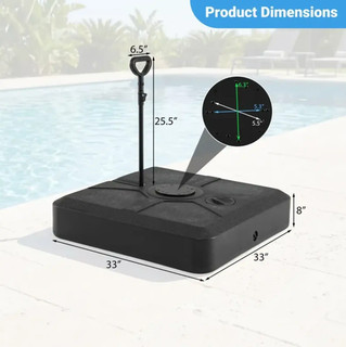 330 lbs Weighted Cantilever Umbrella Base with Wheels and Retractable Pull Rod
