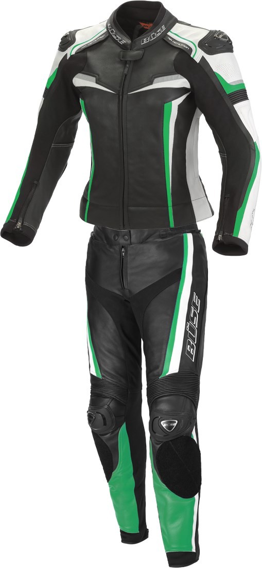 Ladies Motorcycle Leather Suit 36 - Büse Mille Two-Piece Black-Green