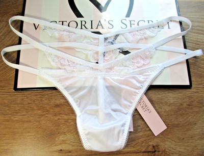 VICTORIA'S SECRET VERY SEXY V-String Thong Panty S M L XL White Cutout Strappy