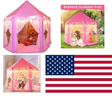 55'' x 53'' Kids Princess Tent with Star Lights - Magical Indoor/Outdoor Play